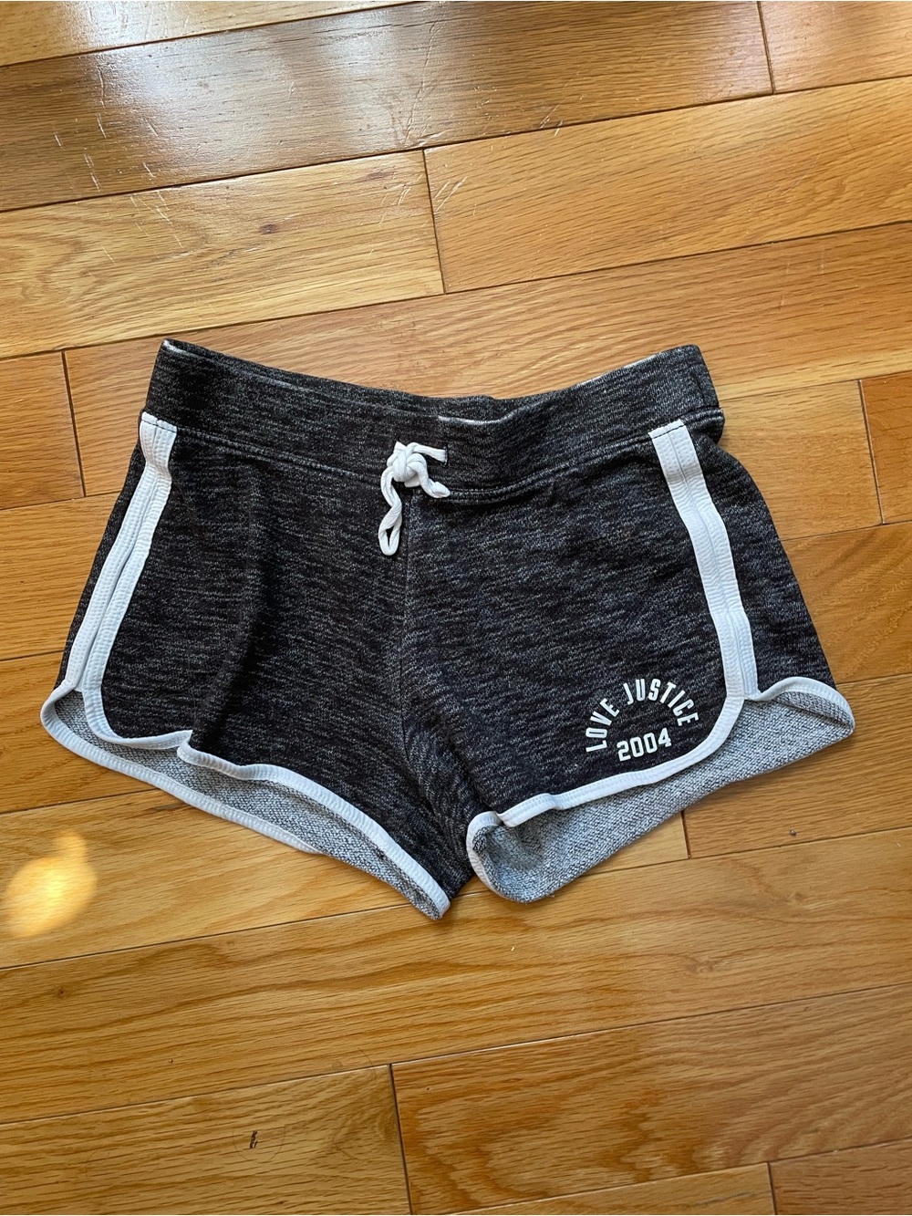 Justice Charcoal Gray Athletic Lounge Shorts with White Trim